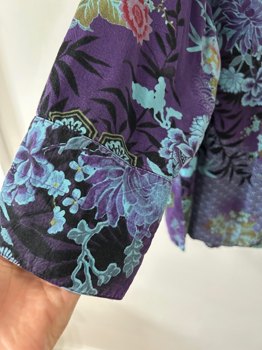 Tianello Aida Blouse Women’s M Vibrant Purple Floral Tencel Button-Up - Picture 15 of 16